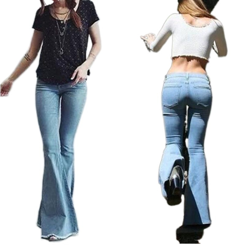 Vintage Ženske lepršave traperice s kićankama, jednobojne ravne hlače na zvonce, ulične modne traper hlače 624