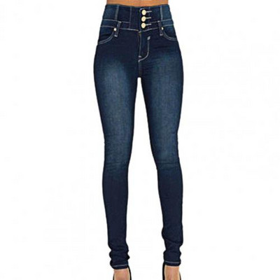Γυναικείο τζιν ψηλόμεσο με πολλές τσέπες Σέξι τζιν παντελόνι με ελαστικό πολλαπλό στήθος Παντελόνι τζιν με πολύ στήθος ελαστικό