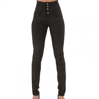 Γυναικείο τζιν ψηλόμεσο με πολλές τσέπες Σέξι τζιν παντελόνι με ελαστικό πολλαπλό στήθος Παντελόνι τζιν με πολύ στήθος ελαστικό