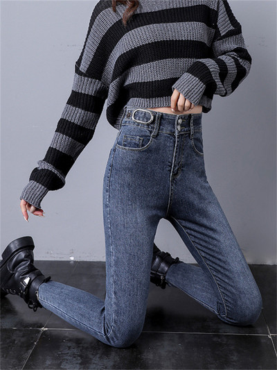 Ψηλόμεσο τζιν Γυναικείο Φθινοπωρινό νέο λεπτό στενό παντελόνι Ανοιξιάτικο καθημερινό κορίτσι τζιν παντελόνι μαύρο γυναικείο στυλ Stretch τζιν μολύβι