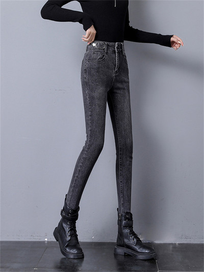 Ψηλόμεσο τζιν Γυναικείο Φθινοπωρινό νέο λεπτό στενό παντελόνι Ανοιξιάτικο καθημερινό κορίτσι τζιν παντελόνι μαύρο γυναικείο στυλ Stretch τζιν μολύβι