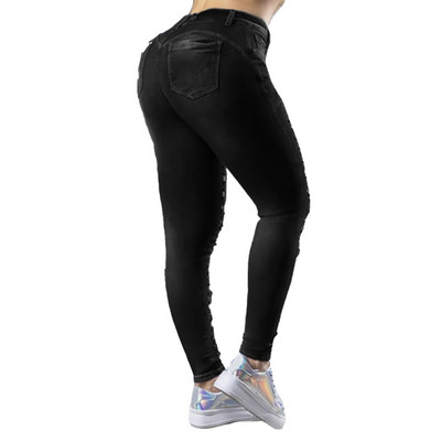 Τζιν για γυναίκες με τρύπα με σκισμένο ψηλή μέση Push Up Παντελόνι Skinny Vintage σέξι λεπτό παντελόνι με μήκος γάμπας Γυναικείο τζιν μολύβι μακρύ παντελόνι