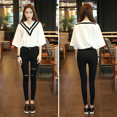 2023 Ženske traperice crne traperice visokog struka traperice Boyfriend traperice ženske vintage djevojke s rupama uske poderane traper hlače olovka