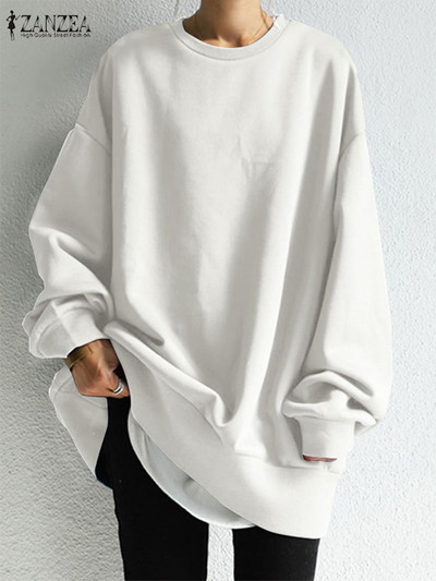 ZANZEA Fashion Γυναικεία μακρυμάνικα μασίφ φούτερ Casual Loose πουλόβερ Γυναικείες κουκούλες Φθινοπωρινά Streetwear Oversized μπλουζάκια