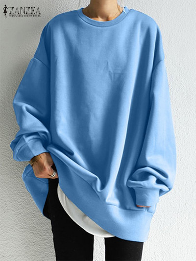 ZANZEA Fashion Γυναικεία μακρυμάνικα μασίφ φούτερ Casual Loose πουλόβερ Γυναικείες κουκούλες Φθινοπωρινά Streetwear Oversized μπλουζάκια