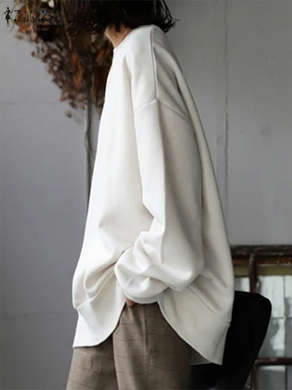 ZANZEA Fashion Γυναικεία μακρυμάνικα μασίφ φούτερ Casual Loose πουλόβερ Γυναικείες κουκούλες Φθινοπωρινά Streetwear Oversized μπλουζάκια