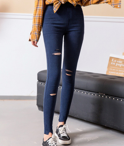 Γυναικείο σκισμένο τζιν stretch XXS 4XL Super Elastic Romper Skinny Fit Κορέα Ιαπωνικό κολάν Τζιν Distressed ouc2603