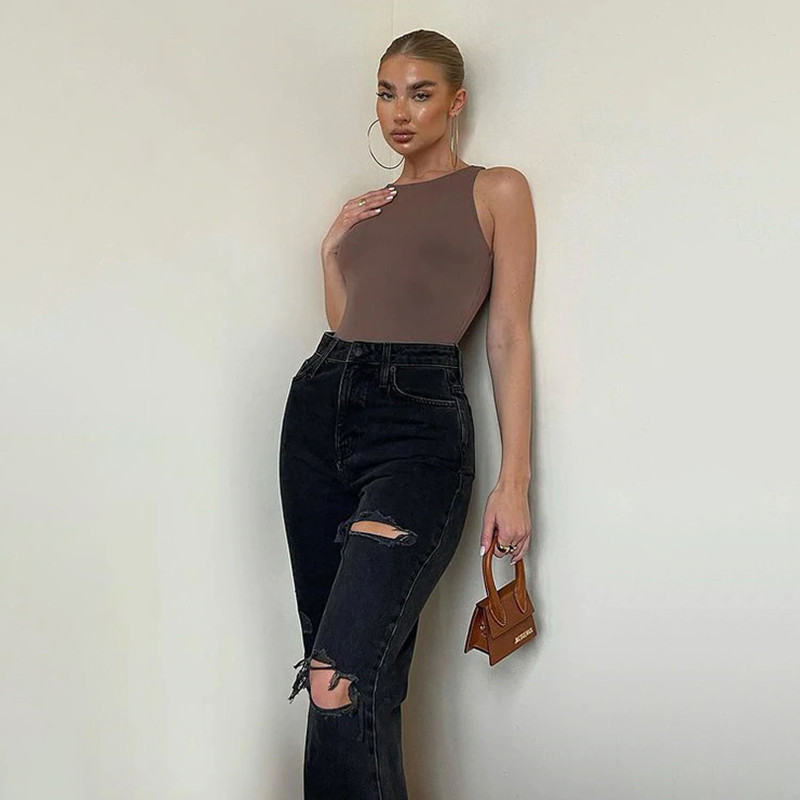 Γυναικείο σκισμένο ίσιο τζιν με μολύβι τζιν παντελόνι με στενή εφαρμογή Άνετο ελαστικό στενό τζιν φθινοπωρινά ρούχα Γυναικεία τζιν Mujer