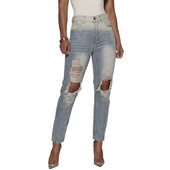 Γυναικείες Stretch Ripped Jeans Frayed Cuffs Στρίφωμα ταλαιπωρημένο τζιν παντελόνι με τρύπα που σηκώνει καμπύλες τζιν παντελόνι Κορεατικής μόδας