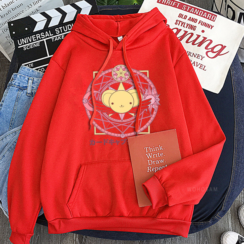 Manga Sakura Card Captor Cartoon Hoodies Γυναικεία Anime Χαριτωμένα γυναικεία ρούχα Keroberos Kawaii Υπερμεγέθη Φούτερ Harajuku