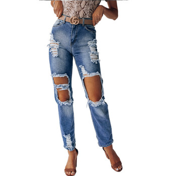 Women Loose Ripped Boyfriends Jeans Midi Waist Hole φαρδύ τζιν παντελόνι ταλαιπωρημένο ίσιο πόδι Cargo Jeans Y2K Mom Denim Jeans