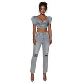 Γυναικείο τζιν τζιν με μεσαία μέση Stretch στενό μολύβι τζιν σκισμένο τζιν ταλαιπωρημένο παντελόνι με τρύπες Fashion Wash Ladies Streetwear Τζιν