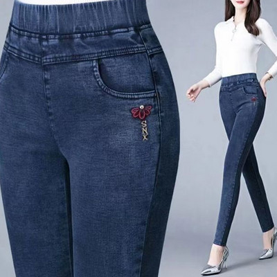 2023 Νέα τάση μόδας για το φθινόπωρο και το χειμώνα. Ελαστική τσέπη ψηλόμεσο πάνελ oversize Skinny casual ευέλικτο γυναικείο τζιν ποδιών