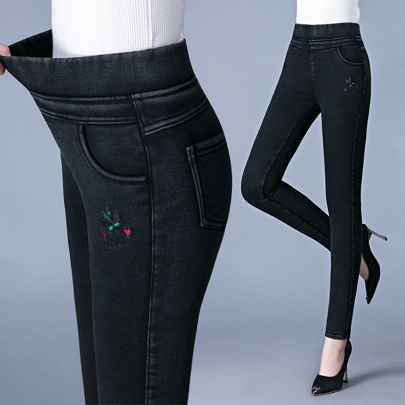 2023 Νέα τάση μόδας για το φθινόπωρο και το χειμώνα. Ελαστική τσέπη ψηλόμεσο πάνελ oversize Skinny casual ευέλικτο γυναικείο τζιν ποδιών