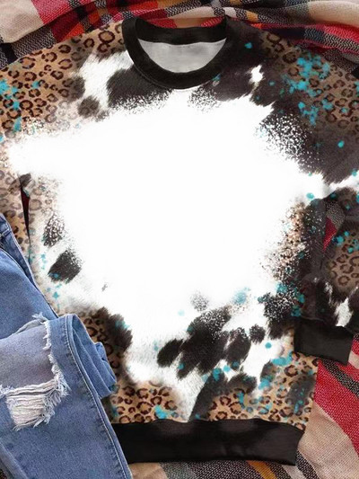 Sublimation Blank μακρυμάνικο μπλουζάκι Γυναικείο φούτερ Φαρδιά σέξι ρούχα πουλόβερ με λαιμόκοψη για προσαρμοσμένη εκτύπωση Εικόνα λογότυπου