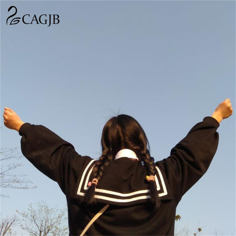 1 τμχ Fashion Oversized Φούτερ Kawaii Μαύρο Zip Up Hoodie Γυναικείο φούτερ με γιακά Sailor Ιαπωνικό streetwear