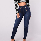 Vintage Skinny διπλό ψηλόμεσο τζιν με μολύβι Γυναικεία στενή εφαρμογή Stretch τζιν παντελόνι Ολόσωμο τζιν στενό παντελόνι