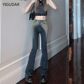 Flare Jeans Ψηλόμεση Φαρδιά Άνετα Τζιν για Γυναικεία Παντελόνια 2022 Ελαστική μόδας Boyfriend Style Τζιν παντελόνι γυναικεία