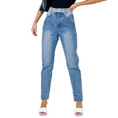 Γυναικείο Stretch Jeans Cuff Hem Slim Fit Τζιν παντελόνι Midi Rise Ankle Jean Casual Distressed Straight Jeans Washed Capri