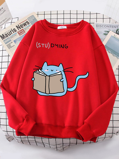 Naiste kampsunid, armsad, armsad, kassiga trükitud topid Naiste Korea moe ülisuur kampsun Kawaii Animal 2022 uus naiste kapuuts