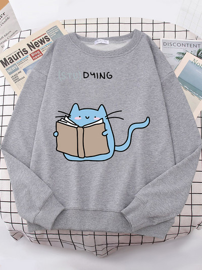 Naiste kampsunid, armsad, armsad, kassiga trükitud topid Naiste Korea moe ülisuur kampsun Kawaii Animal 2022 uus naiste kapuuts