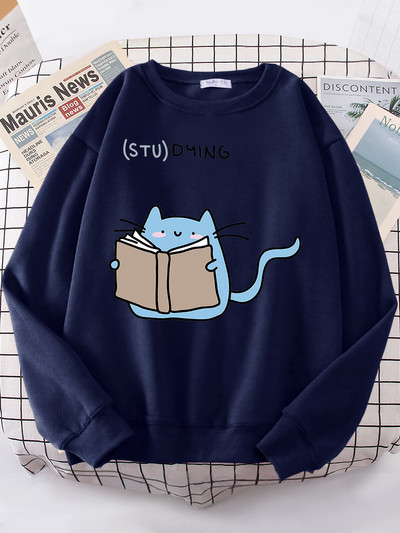 Naiste kampsunid, armsad, armsad, kassiga trükitud topid Naiste Korea moe ülisuur kampsun Kawaii Animal 2022 uus naiste kapuuts