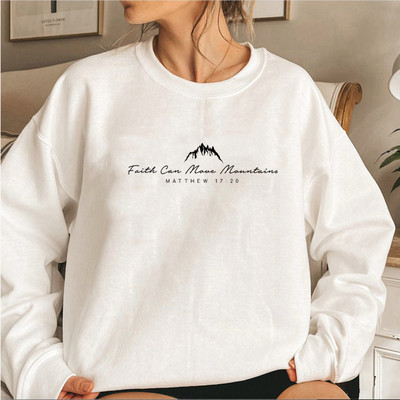 Faith Can Move Mountains Φούτερ Χριστιανική ένδυση Faith Hoodie Χαριτωμένο θρησκευτικό πουλόβερ Γυναικείο Χριστιανικό πουλόβερ Γραφικό τοπ