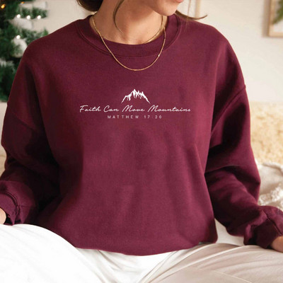 Faith Can Move Mountains Φούτερ Χριστιανική ένδυση Faith Hoodie Χαριτωμένο θρησκευτικό πουλόβερ Γυναικείο Χριστιανικό πουλόβερ Γραφικό τοπ
