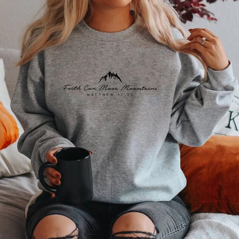 Faith Can Move Mountains Φούτερ Χριστιανική ένδυση Faith Hoodie Χαριτωμένο θρησκευτικό πουλόβερ Γυναικείο Χριστιανικό πουλόβερ Γραφικό τοπ