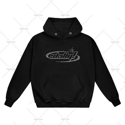2023 Letter Hot Diamond High Street Hip-hop široki pulover majica s kapuljačom Ženska Y2k Oversize Sweatshirt s američkim retro uličnim trendom Muškarci