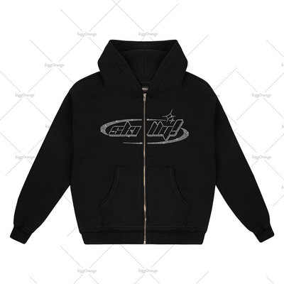 2023 Letter Hot Diamond High Street Hip-hop široki pulover majica s kapuljačom Ženska Y2k Oversize Sweatshirt s američkim retro uličnim trendom Muškarci