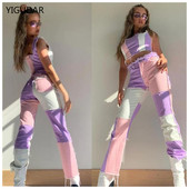 2022 Φθινόπωρο μπλε ροζ συνονθύλευμα Γυναικεία τζιν Ψηλόμεση Hip hop ίσιο τζιν Γυναικείο παντελόνι γυναικείο παντελόνι γυναικείο τζιν για γυναίκα