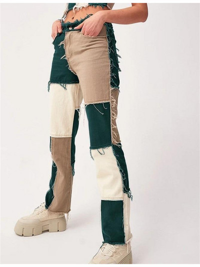 2022 Φθινόπωρο μπλε ροζ συνονθύλευμα Γυναικεία τζιν Ψηλόμεση Hip hop ίσιο τζιν Γυναικείο παντελόνι γυναικείο παντελόνι γυναικείο τζιν για γυναίκα