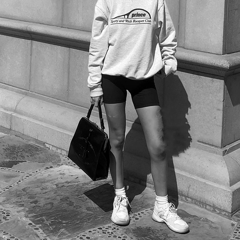 Prince Racquet Club Vintage Γκρι Φθινοπωρινά φούτερ Φαρδιά μακρυμάνικα βαμβακερά πουλόβερ με λαιμόκοψη Χοντρά ζεστά γυναικεία πουλόβερ