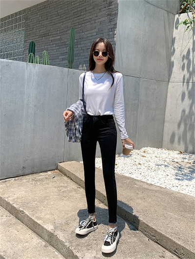 Ženske traperice Visoko elastične rastezljive traperice Ženske isprane traperice Skinny Ženske pencil hlače do gležnja Rastezljive ulične hlače