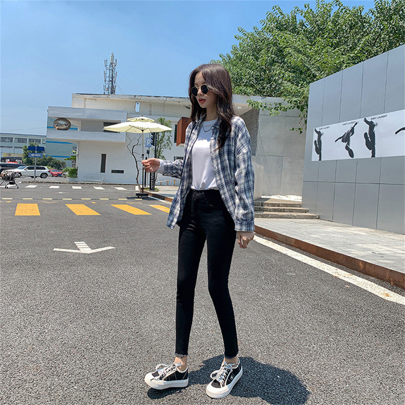 Ženske traperice Visoko elastične rastezljive traperice Ženske isprane traperice Skinny Ženske pencil hlače do gležnja Rastezljive ulične hlače