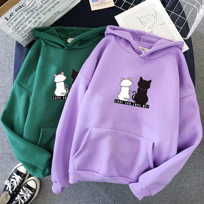 2023 Streetwear Hoodies Νέα γυναικεία φούτερ Φθινοπωρινή άνοιξη μακρυμάνικο Harajuku χαριτωμένο γάτα τύπωμα θηλυκό χαλαρό casual πουλόβερ