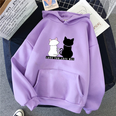 2023 Streetwear Hoodies Νέα γυναικεία φούτερ Φθινοπωρινή άνοιξη μακρυμάνικο Harajuku χαριτωμένο γάτα τύπωμα θηλυκό χαλαρό casual πουλόβερ