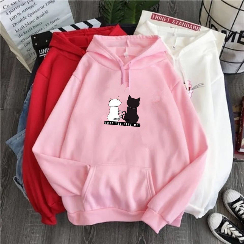 2023 Streetwear Hoodies Νέα γυναικεία φούτερ Φθινοπωρινή άνοιξη μακρυμάνικο Harajuku χαριτωμένο γάτα τύπωμα θηλυκό χαλαρό casual πουλόβερ