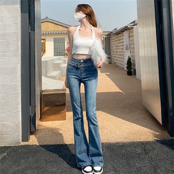 Γυναικεία Flared Jeans Fashion Vintage Stretch Casual ψηλόμεσο σε όλο το μήκος Slim Streetwear Wide Leg Flare παντελόνι