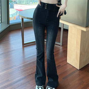 Γυναικείο Flare Jeans Button Fly Fashion Vintage Stretch Casual Γυναικείο τζιν παντελόνι Jean Femme ψηλόμεσο ολόσωμο λεπτό τζιν