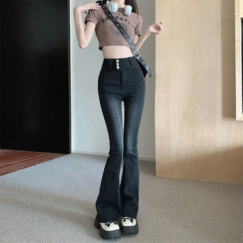 Γυναικείο Flare Jeans Button Fly Fashion Vintage Stretch Casual Γυναικείο τζιν παντελόνι Jean Femme ψηλόμεσο ολόσωμο λεπτό τζιν