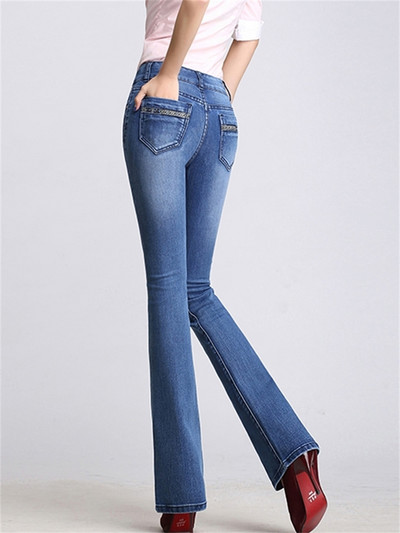 Flare Püksid Teksad Naiste 2022 Kevad õhukesed laia säärega naiste teksapüksid Elastsed kõrge vöökohaga Pantalon Jean Femme naiste teksad