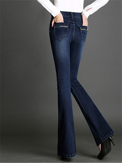 Flare Püksid Teksad Naiste 2022 Kevad õhukesed laia säärega naiste teksapüksid Elastsed kõrge vöökohaga Pantalon Jean Femme naiste teksad