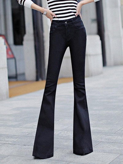 Flare Püksid Teksad Naiste 2022 Kevad õhukesed laia säärega naiste teksapüksid Elastsed kõrge vöökohaga Pantalon Jean Femme naiste teksad