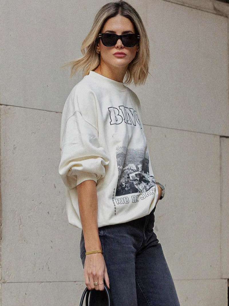 Φωτογραφικά γραφικά φούτερ για γυναίκες 2023 Άνοιξη φθινόπωρο βαμβακερά Vintage φαρδιά φούτερ με κουκούλα Γυναικεία πουλόβερ μόδας Φούτερ