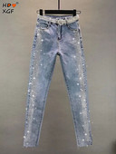 Gatvės apranga Y2k Moteriškas plius dydis 40–100 kg Džinsinės kelnės iki kulkšnies Korėjietiškos mados deimantai džinsai aukštu liemeniu Visoms tinkančios plonos kelnės