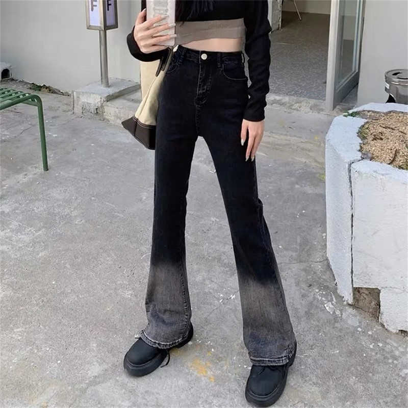Γυναικείο τζιν ψηλόμεσο φαρδύ παντελόνι για σφουγγάρισμα γυναικείο ντεγκραντέ ίσιο τζιν Y2K Streetwear Hip Hop Vintage τζιν παντελόνι
