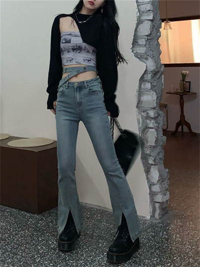 Ψηλόμεσο Χαλαρό Άνετο Τζιν Γυναικείο Φαρδύ Παντελόνι Ελαστικό Μόδας Παντελόνι Τζιν Boyfriend Style