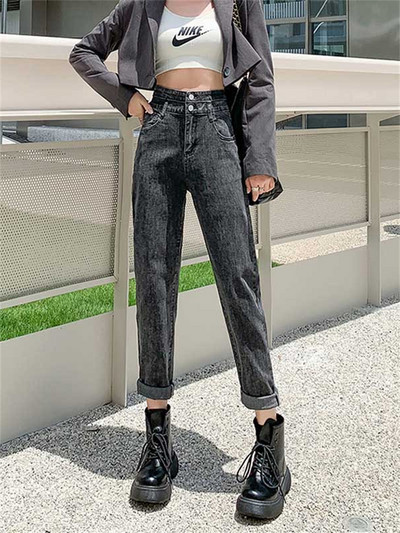 Φαρδύ μαμά τζιν ψηλόμεσο παντελόνι χαρέμι Vintage τζιν Γυναικείο ίσιο χαλαρό μαύρο μπλε παντελόνι τζιν μέχρι τον αστράγαλο Γυναικείο φθινόπωρο 2023